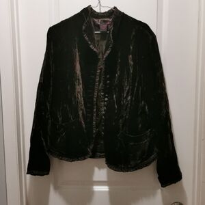 Willi Smith Elegant Chocolate Brown Crushed Velvet Blazer